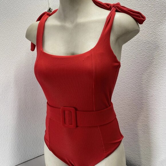 Beach Riot Women’s Sydney Belted One-Piece Swimsuit – Red – Size S - Picture 12 of 13